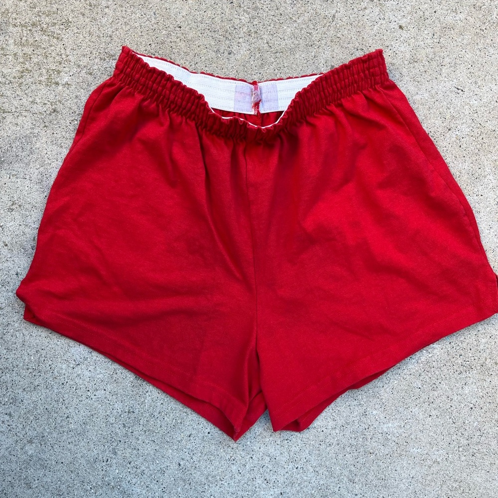 Women's Vintage Moorewear Shorts Red Athletic S Stretch 80s High Waist Gym USA